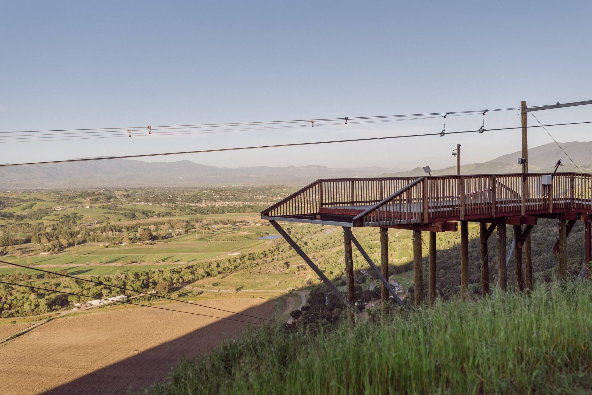 The zipline launch platform looking out over the Santa Ynez Valley.