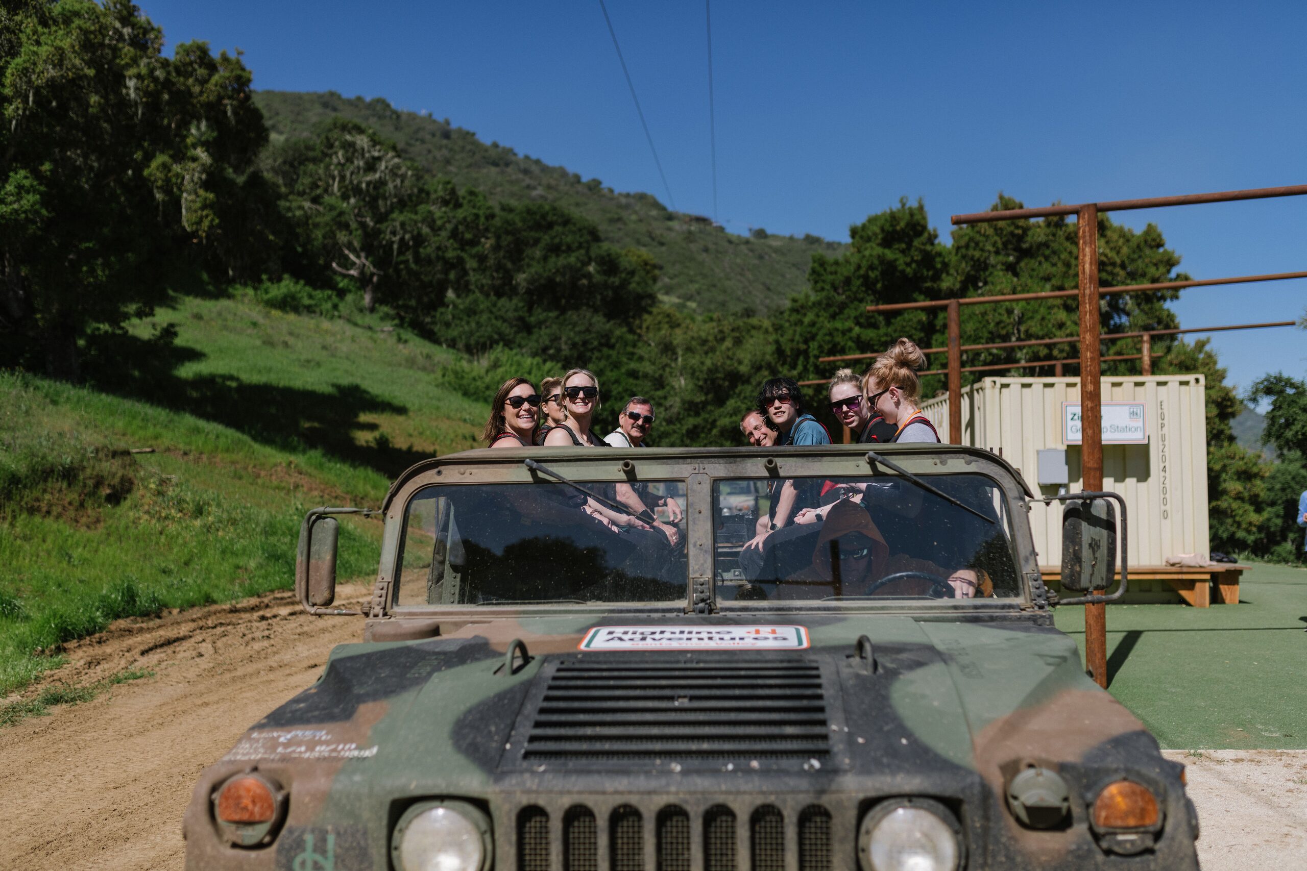 The 4×4 Humvee that carries zipline guests up the ranch above Buellton